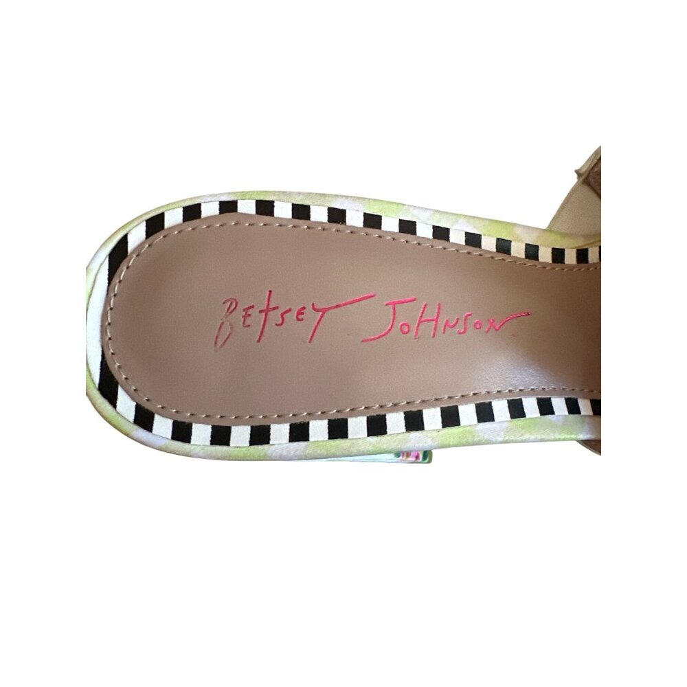 Betsey Johnson Possie Floral Satin Platform Mule Heels‎  Jewel Buckle Size 10M - Picture 4 of 7